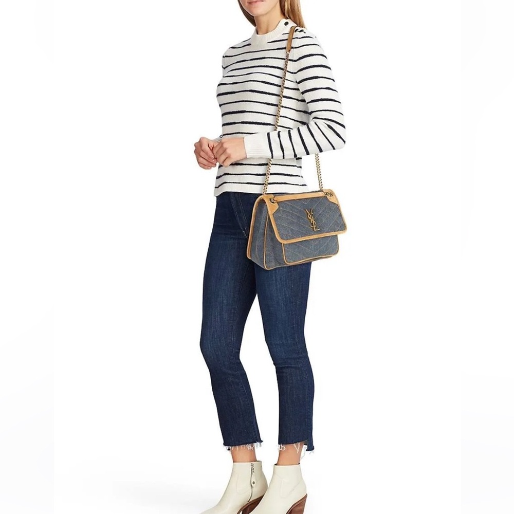 Saint Laurent Medium Monogram Matelasse Denim Niki Bag - Picture 2 of 16